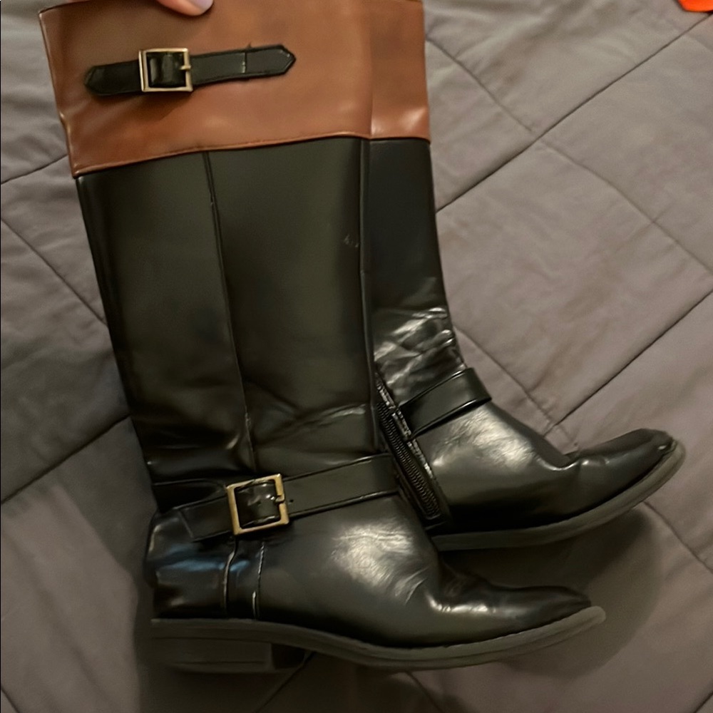Girls size 1 Black and Brown Riding Boots